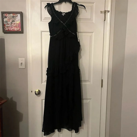 Tobi Black Ruffled Maxi Dress Sleeveless Formal S - Picture 1 of 9